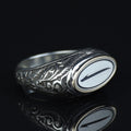 925 Sterling Silver Men’s Arabic Alif Letter Signet Ring, Vintage Engraved Oval Ring, Islamic Style Statement Ring,