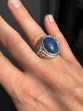 925 Silver Natural Lapis Lazuli Ring, Turkish Handmade Lapis Ring, Blue Lapis Lazuli Ring, Ottoman Style Ring , 925k Sterling Silver Ring