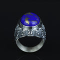 Men Handmade Engraved Natural Lapis Lazuli Gemstone Ottoman Style Ring