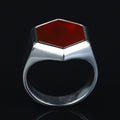 925 Silver Classic Red Agate Ring, Hexagon Red Carnelian Gemstone Ring, Men Signet Handmade Ring, 925k Sterling Silver, Gift For Men