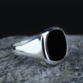 Sterling Silver Onyx Ring, Mens Signet Ring, Onyx Statement Ring, Onyx Square Signet Ring, Solid Silver Ring, 925k Sterling Silver Ring