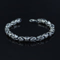 Pulsera de cadena bizantina de plata con piedras preciosas de ónix redondas de 10 mm para hombre