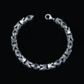 Pulsera de cadena bizantina de plata con piedras preciosas de ónix redondas de 10 mm para hombre
