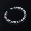 Pulsera de cadena bizantina de plata con piedras preciosas de ónix redondas de 10 mm para hombre