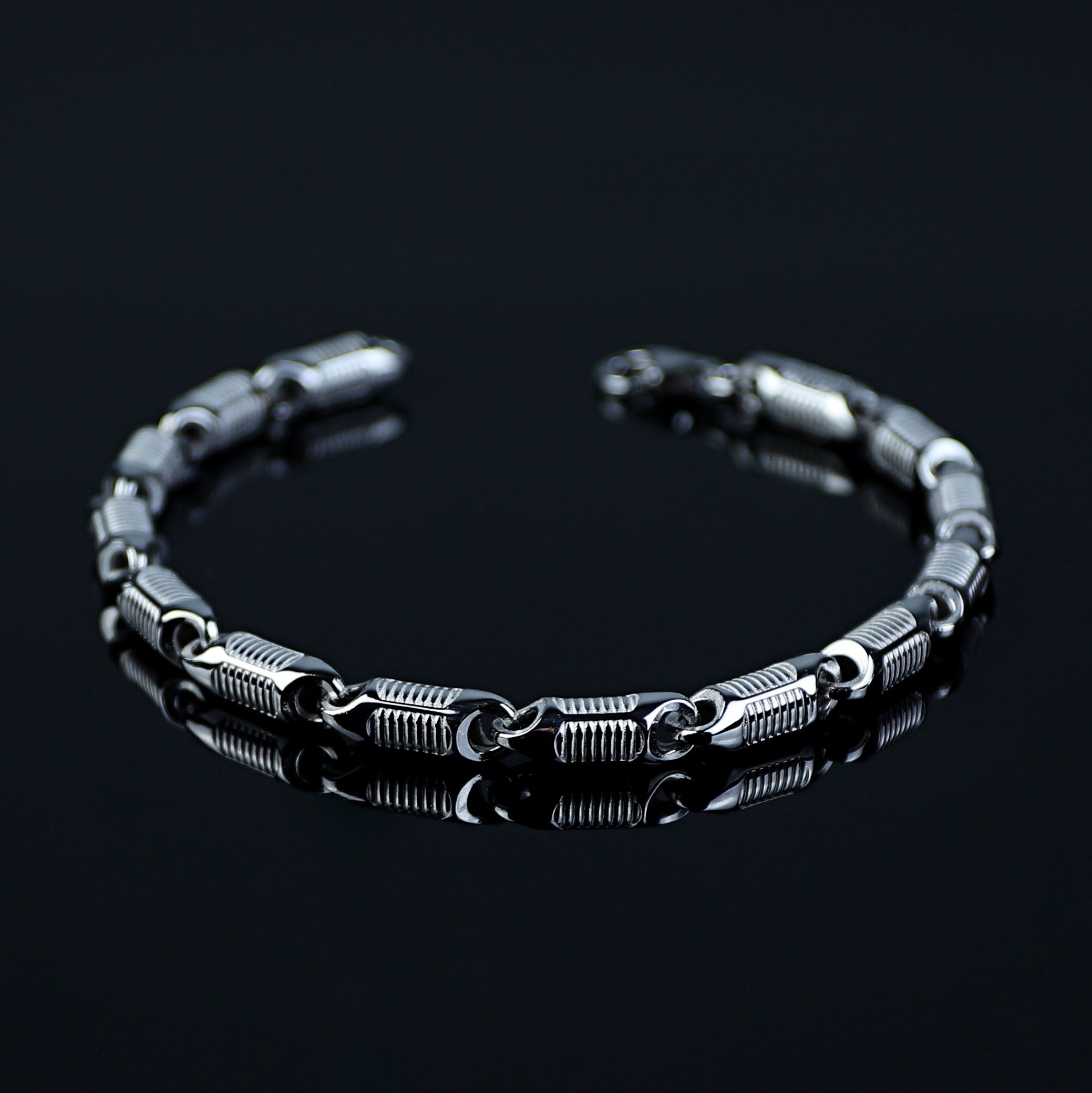 Pulsera de cadena vikinga redonda hecha a mano de plata maciza para hombre