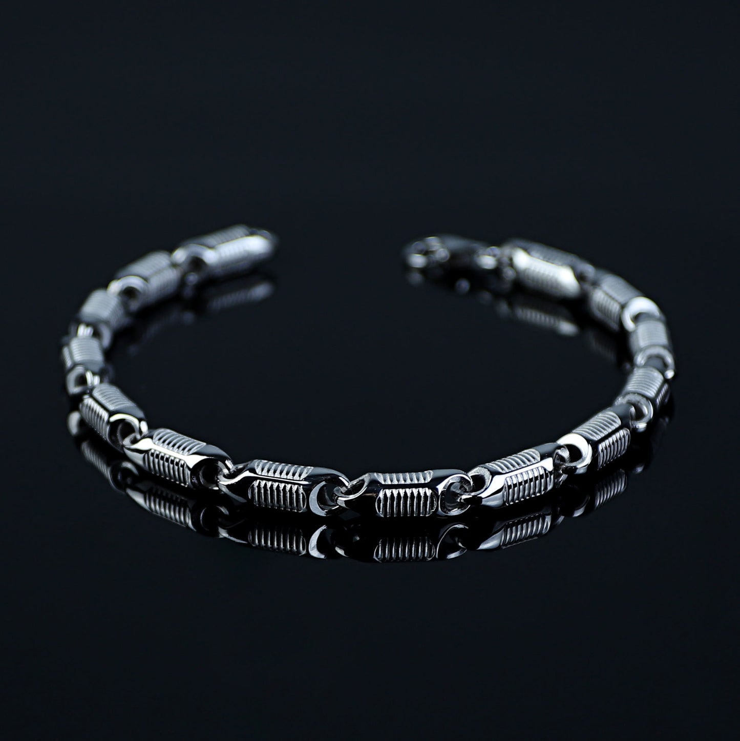 Men Solid Silver Handmade Round Viking Chain Bracelet