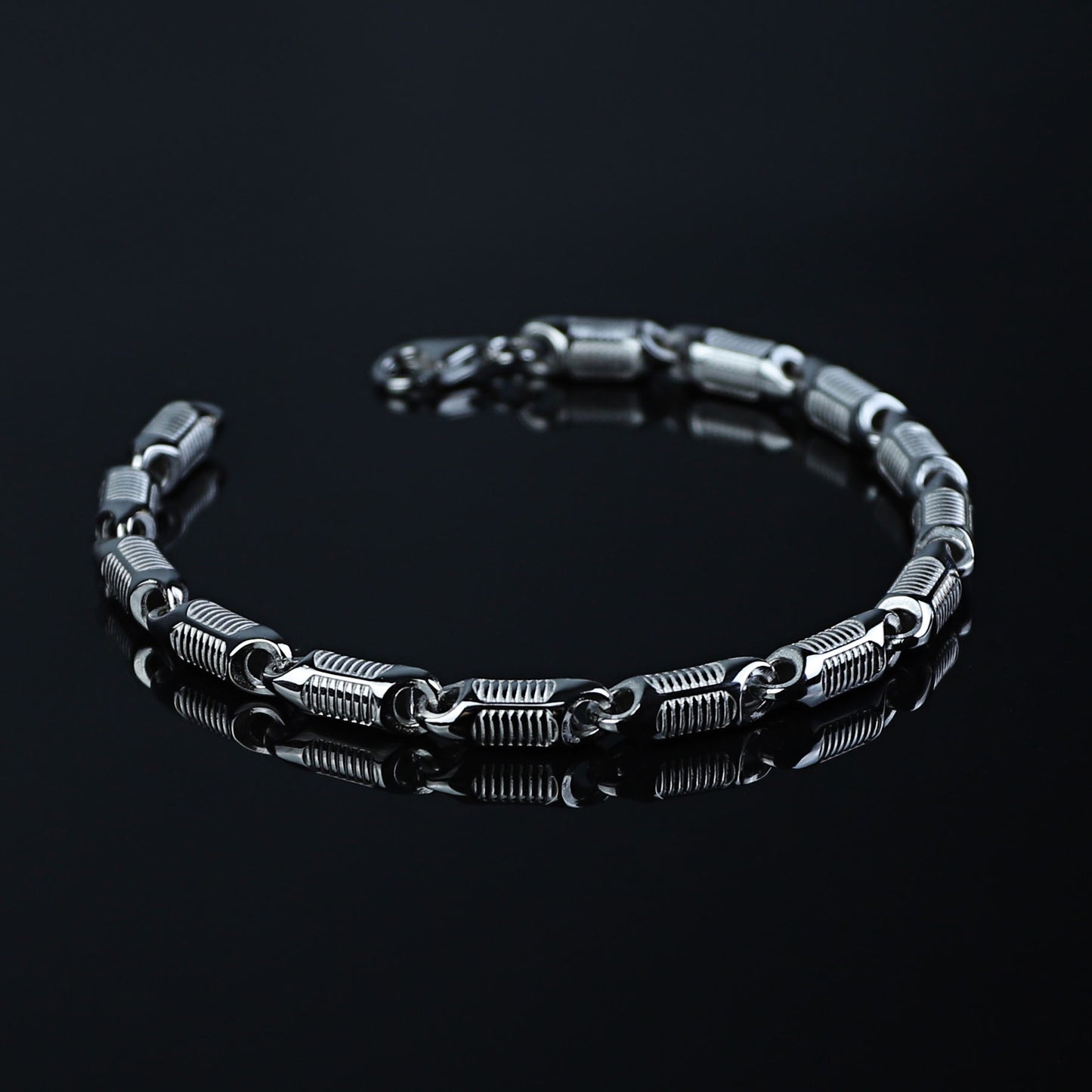 Men Solid Silver Handmade Round Viking Chain Bracelet