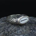 925 Sterling Silver Men’s Arabic Alif Letter Signet Ring, Vintage Engraved Oval Ring, Islamic Style Statement Ring,