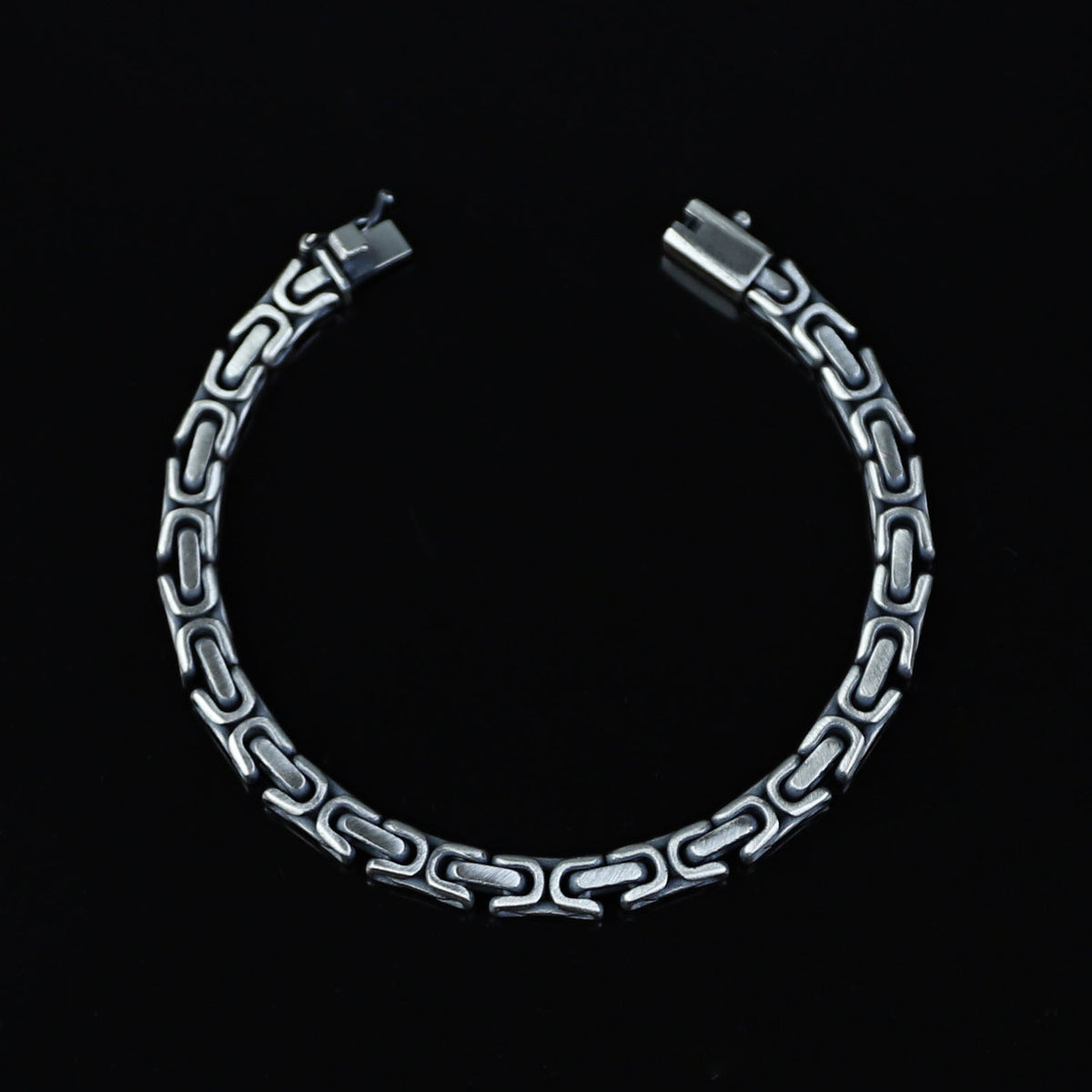 925 Sterling Silver Byzantine Heavy Chain Elegant Men Bracelet