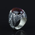 Men Handmade Purple Tiger Eye Gemstone Ottoman Style Engraved Ring