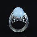 925 Men Handmade Silver Natural Aquamarine Gemstone Ring
