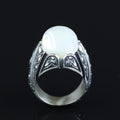 925 Sterling Silver Engraved Mother Of Pearl Gemstone Vintage Ring
