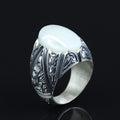 925 Sterling Silver Engraved Mother Of Pearl Gemstone Vintage Ring