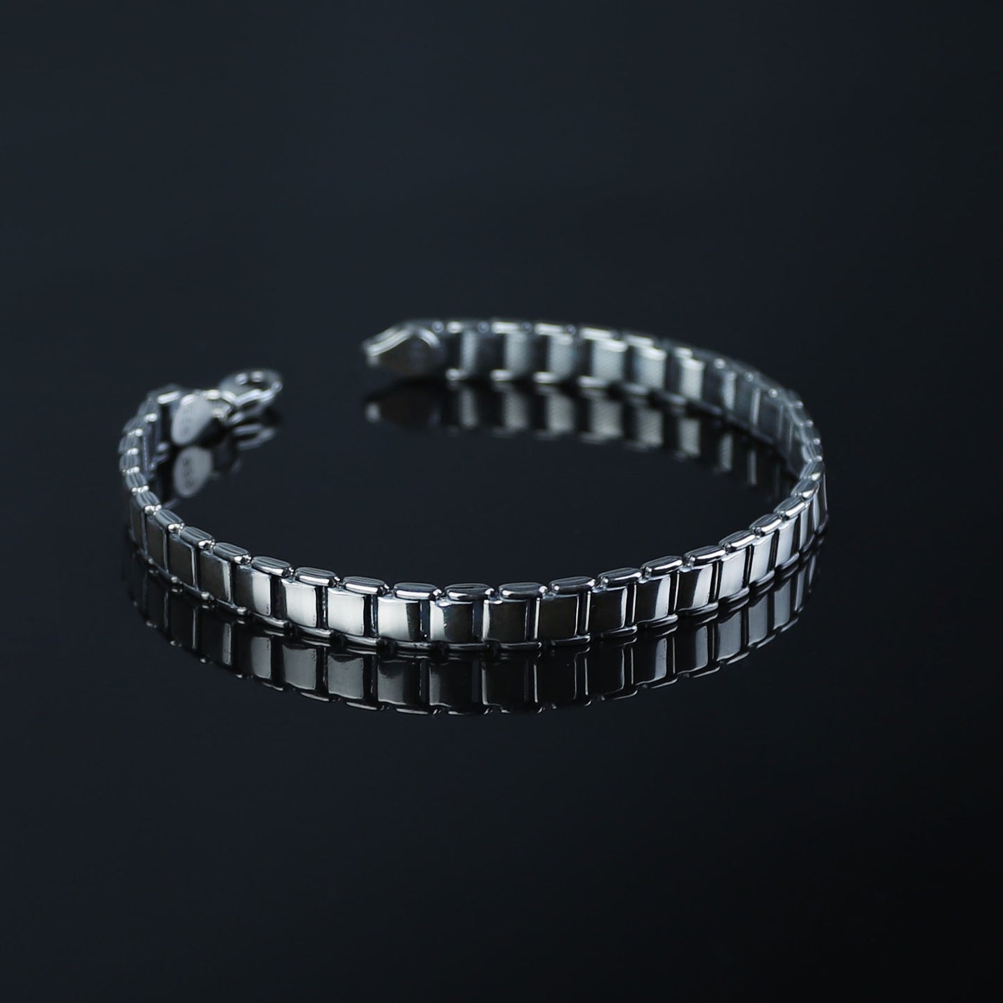 Men Solid Silver Elegant Chain Link Bracelet