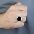 Sterling Silver Onyx Ring, Mens Signet Ring, Onyx Statement Ring, Onyx Square Signet Ring, Solid Silver Ring, 925k Sterling Silver Ring