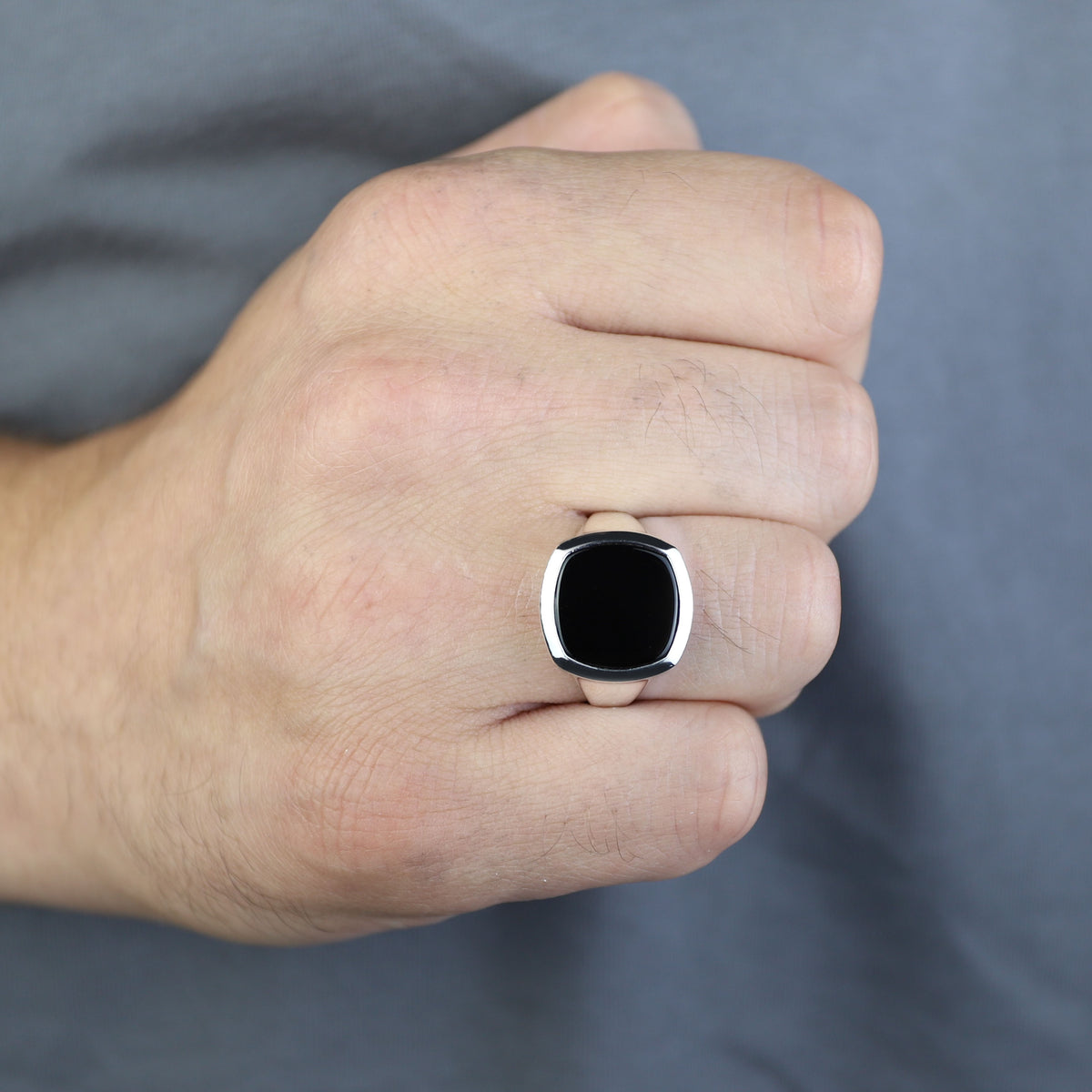 Sterling Silver Onyx Ring, Mens Signet Ring, Onyx Statement Ring, Onyx Square Signet Ring, Solid Silver Ring, 925k Sterling Silver Ring