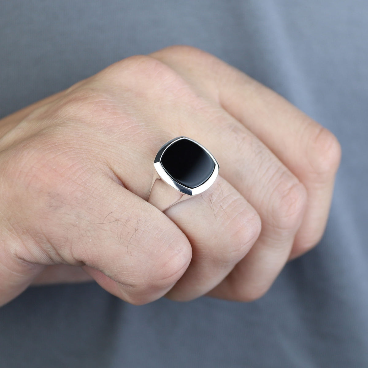 Sterling Silver Onyx Ring, Mens Signet Ring, Onyx Statement Ring, Onyx Square Signet Ring, Solid Silver Ring, 925k Sterling Silver Ring