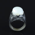 925 Sterling Silver Vintage Engraved Mother Of Pearl Gemstone Ring