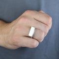 925 Sterling Silver Men’s Engraved Custom Signet Ring, Rectangular Engraved Statement Ring, Turkish Handmade Jewelry