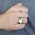 925 Sterling Silver Men’s Arabic Calligraphy Signet Ring, Oval Engraved Statement Ring, Vintage Islamic Style Ring, Intricate Floral Filigree Design