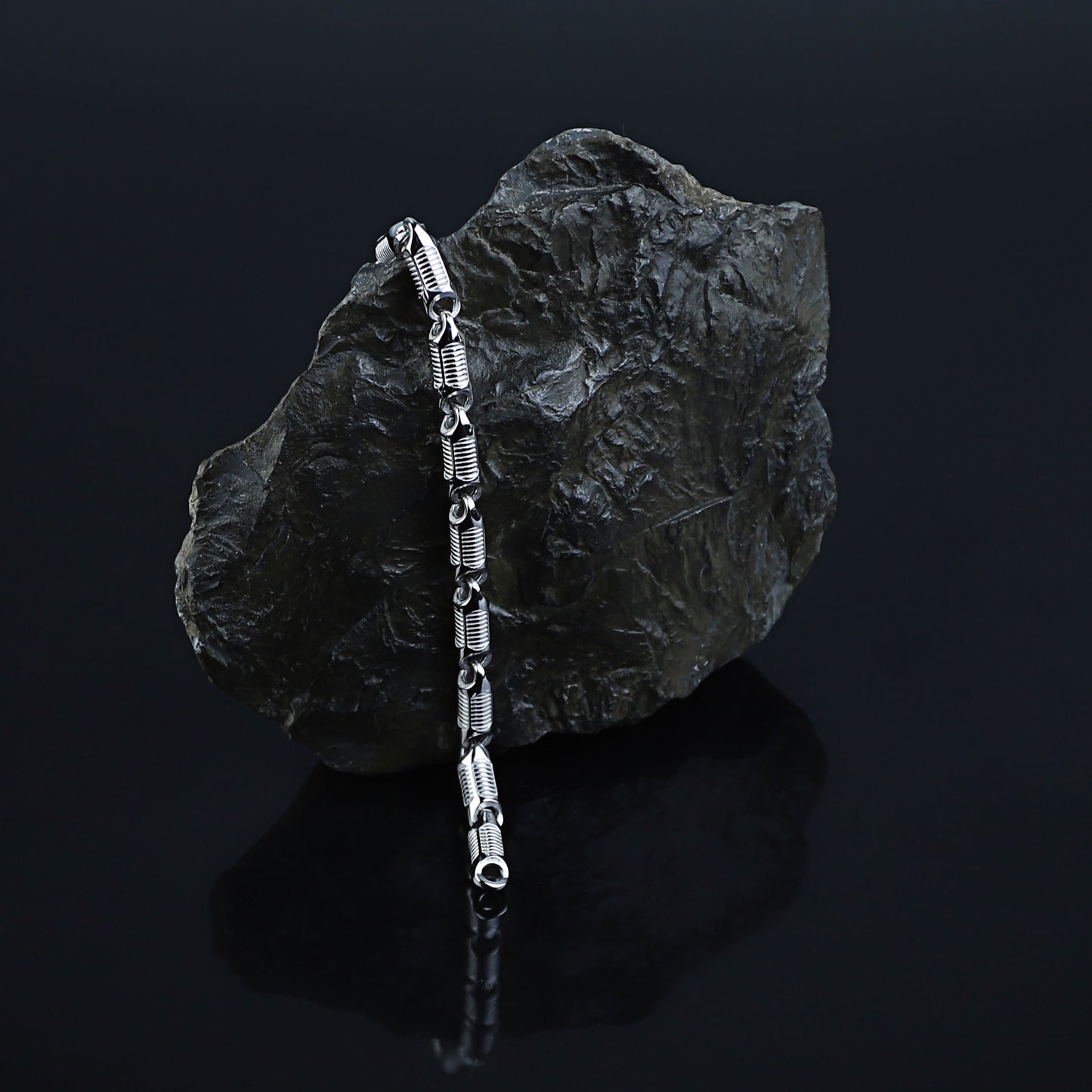 Men Solid Silver Handmade Round Viking Chain Bracelet