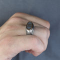 925 Sterling Silver Men’s Arabic Calligraphy Signet Ring, Oval Engraved Statement Ring, Vintage Islamic Style Ring, Intricate Floral Filigree Design