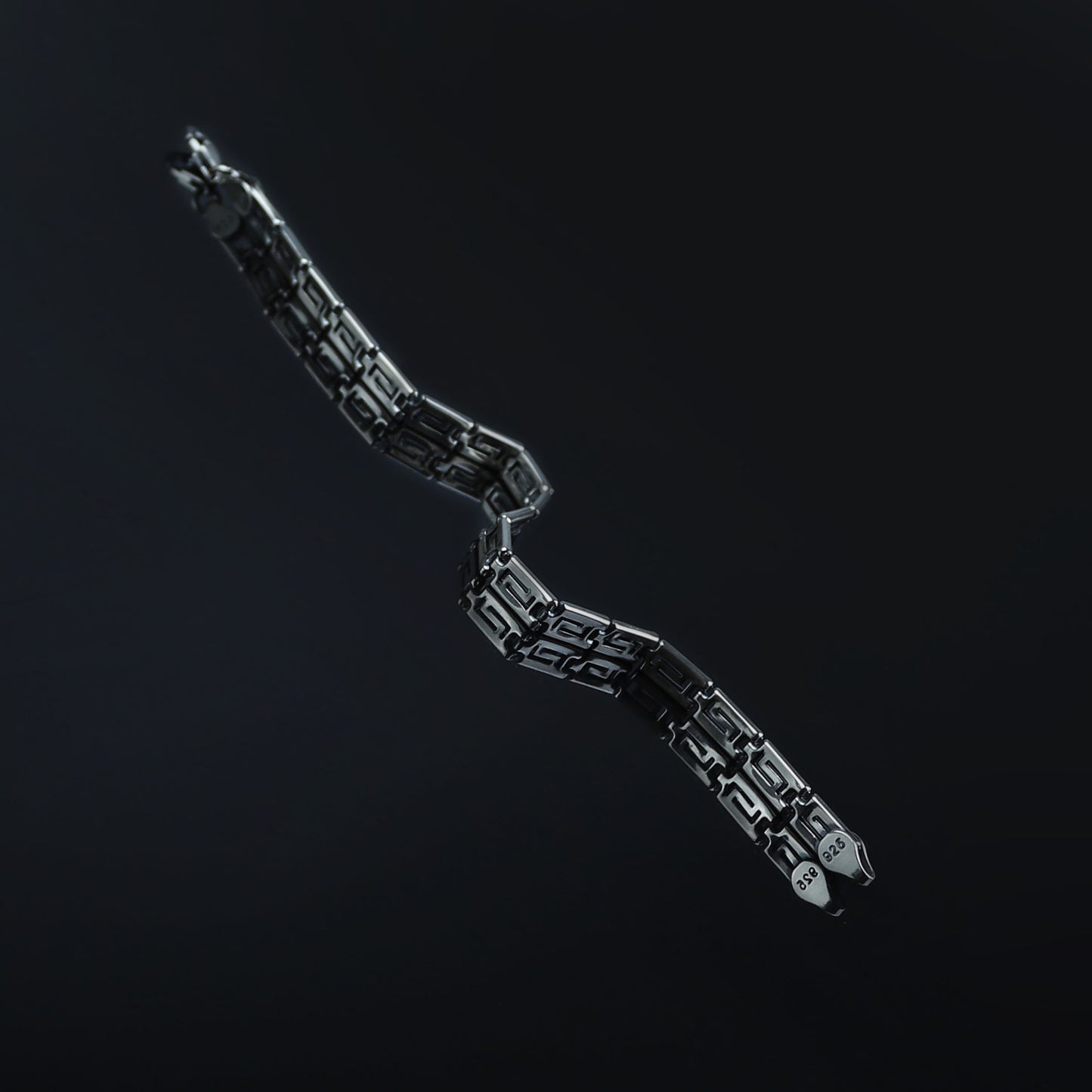 Solid Silver Greek Key Chain Bracelet