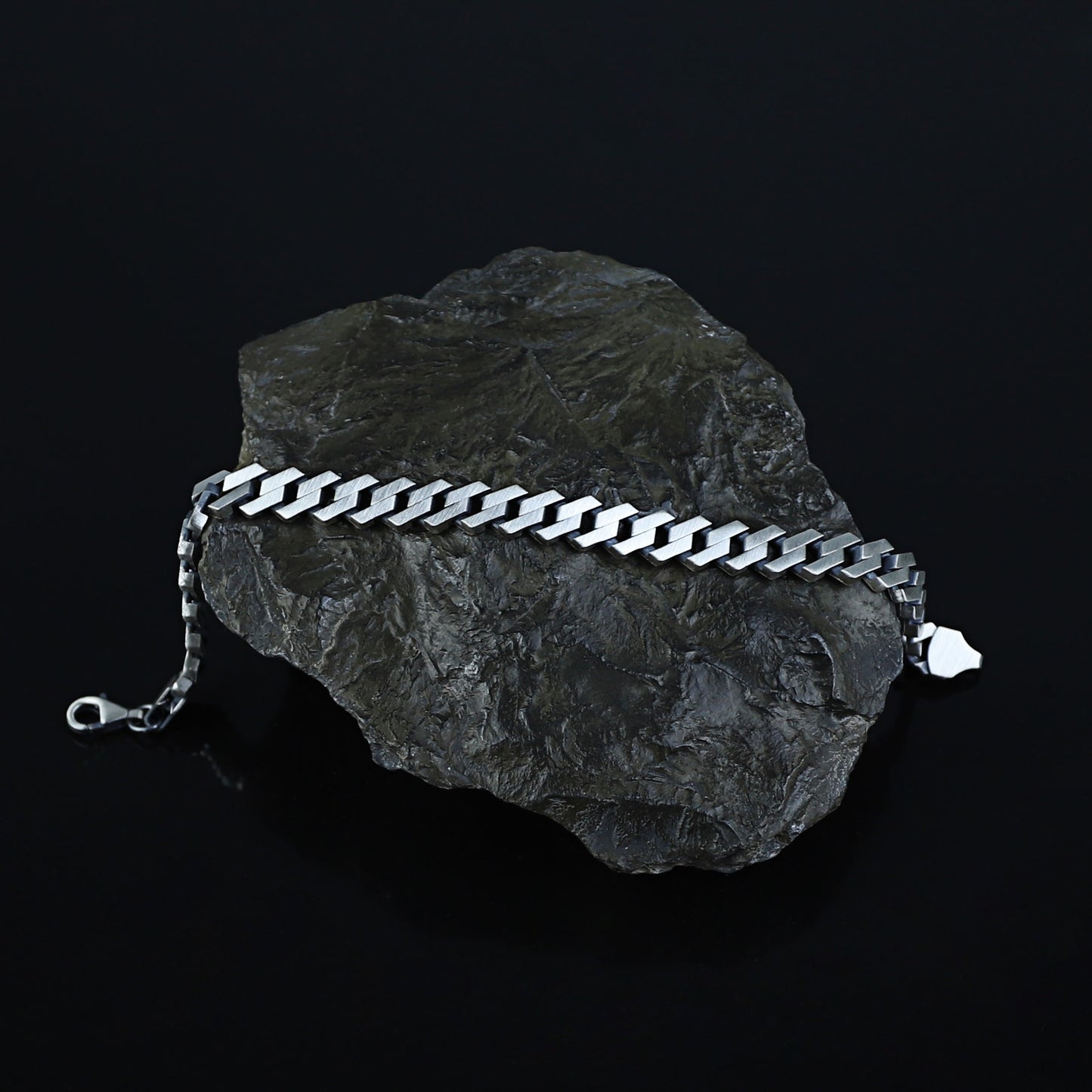 Sterling Silver Men Cuban Curb Chain Oxized Bracelet