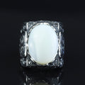 925 Sterling Silver Vintage Engraved Mother Of Pearl Gemstone Ring