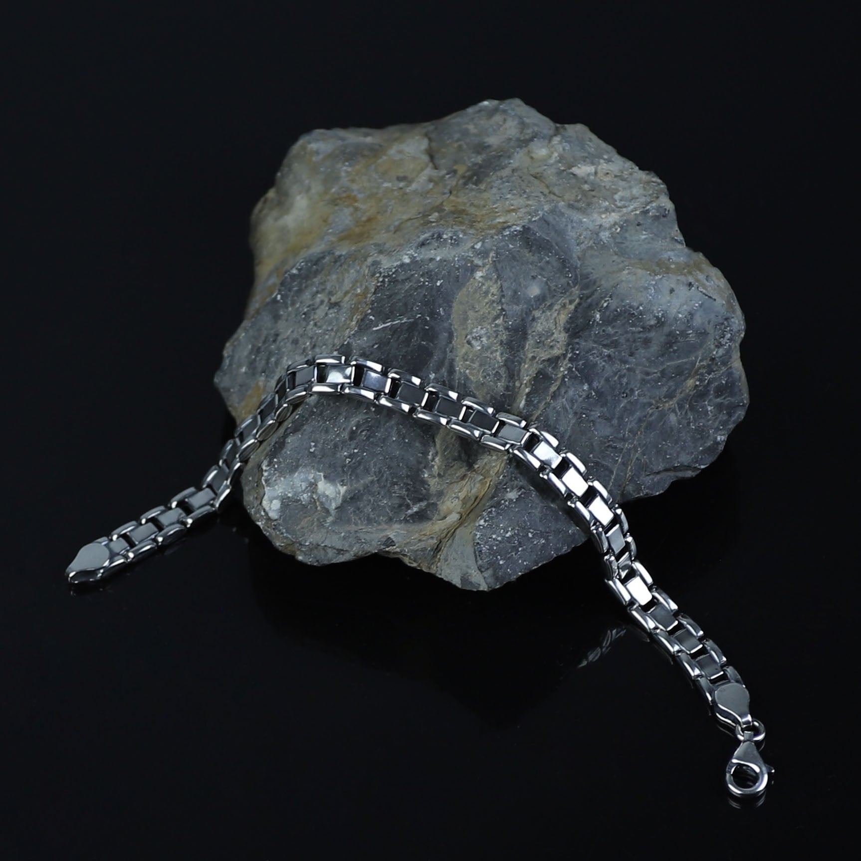 Pulsera de cadena elegante de plata maciza hecha a mano para hombre