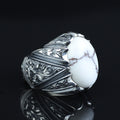 Men Handmade Buffalo Turquoise Gemstone Engraved Ring