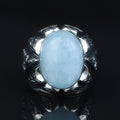 925 Men Handmade Silver Natural Aquamarine Gemstone Ring