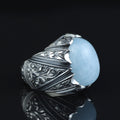 925 Men Handmade Silver Natural Aquamarine Gemstone Ring