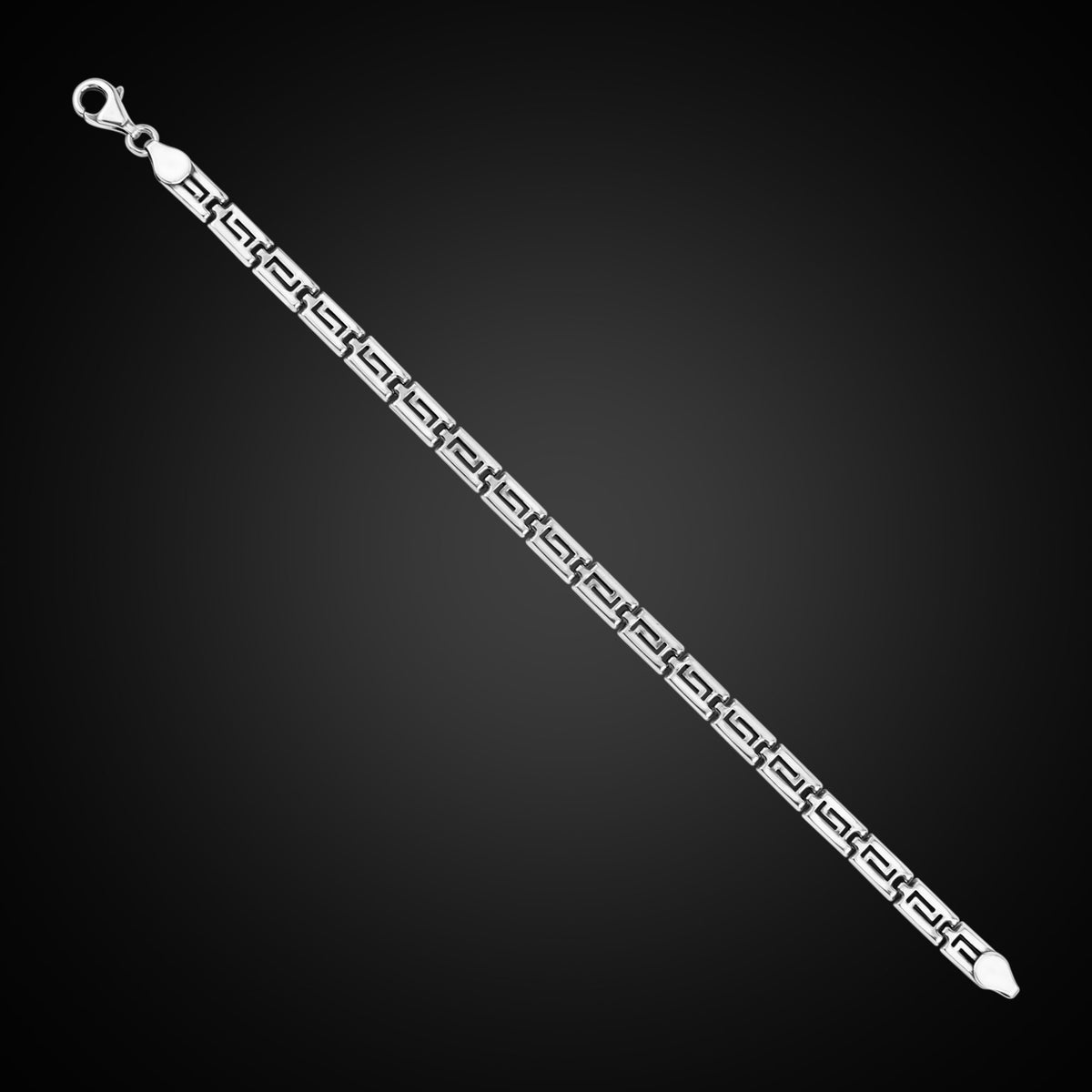Pulsera con llavero griego de plata maciza