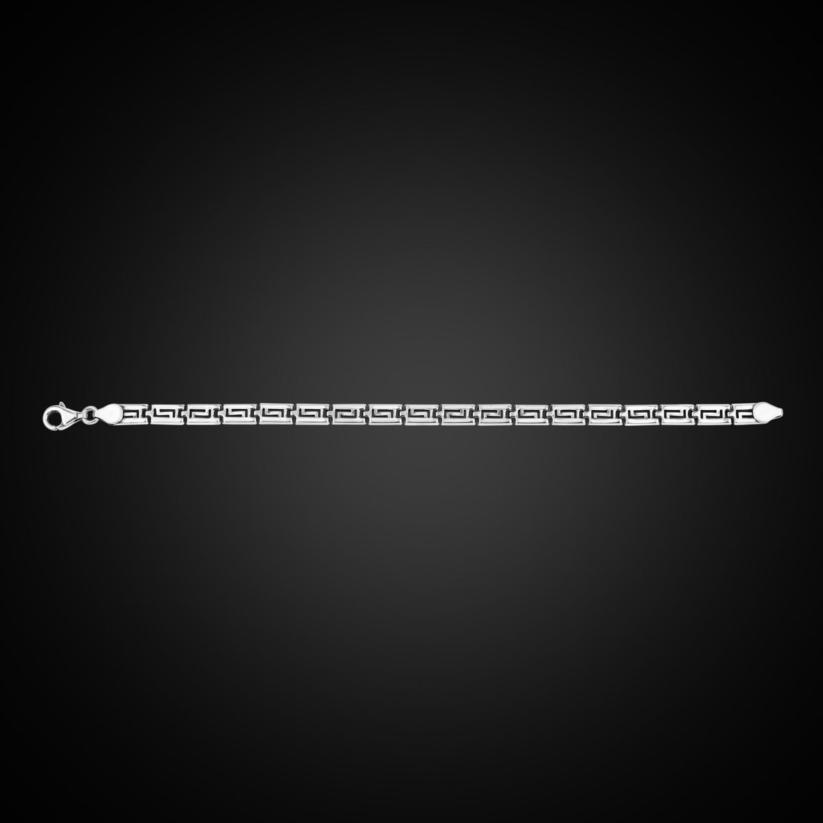 Pulsera con llavero griego de plata maciza