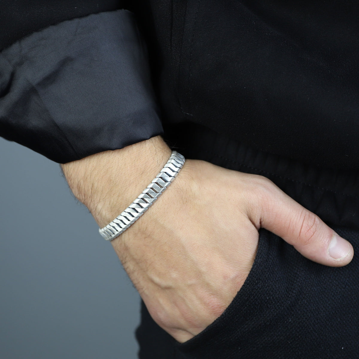 Men Silver Elegant 10mm Curb Chain Gourmet Bracelet