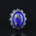 Men Handmade Engraved Natural Lapis Lazuli Gemstone Ottoman Style Ring