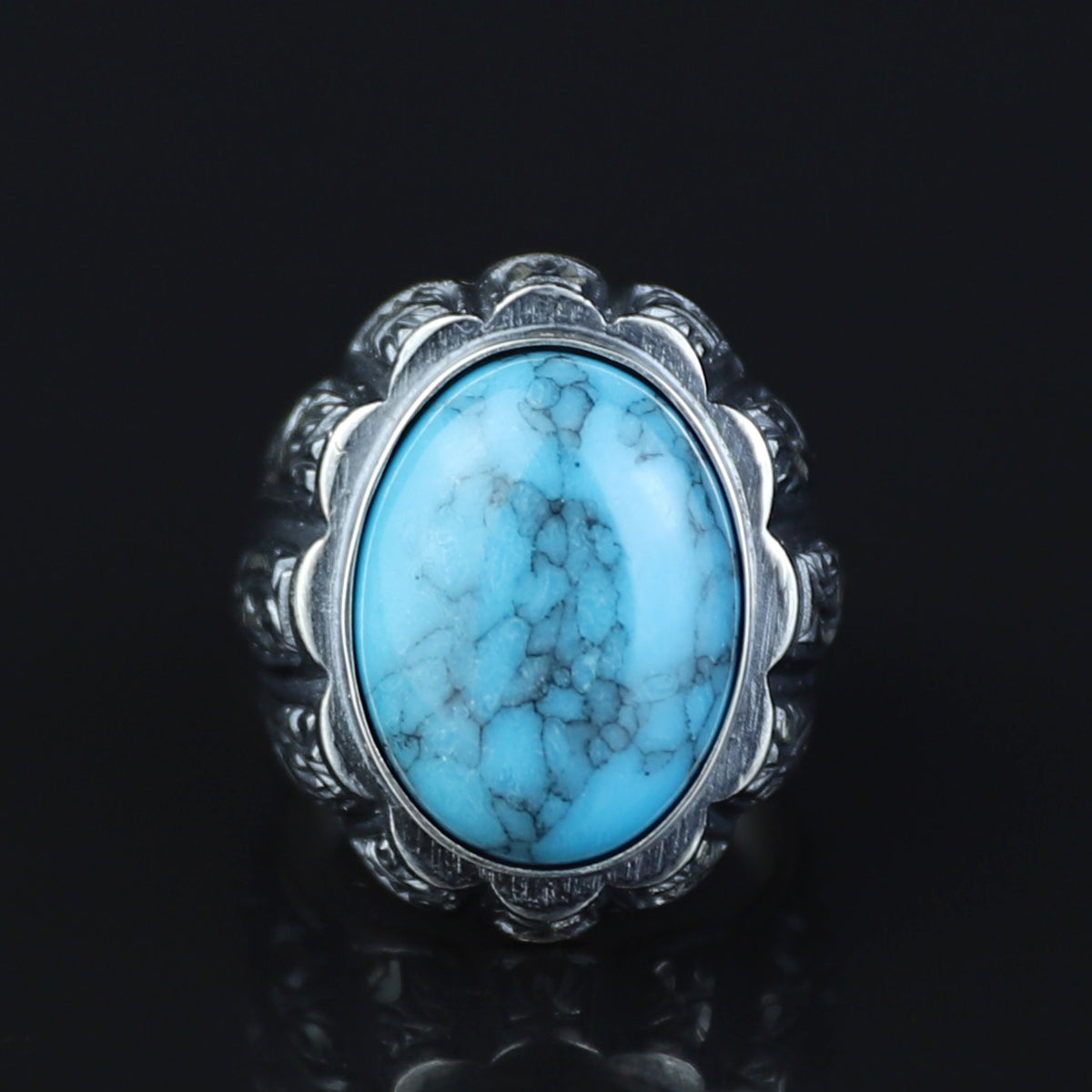 925 Silver Men Handmade Engraved Turkish Ottoman Style Ring