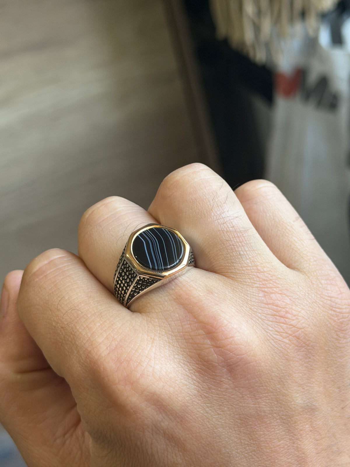 925 Sterling Silver Round Onyx Ring , Round Onyx Wedding Ring, Engraved Onyx Ring, Minimalist Signet Ring, Gift For Him, Men Jewelry