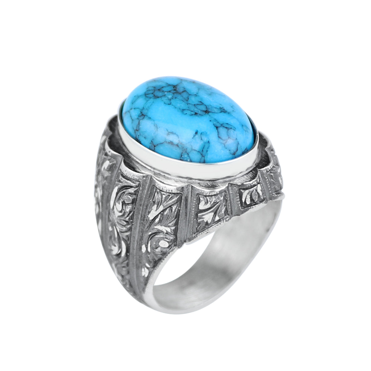 925 Silver Men Handmade Engraved Turkish Ottoman Style Ring