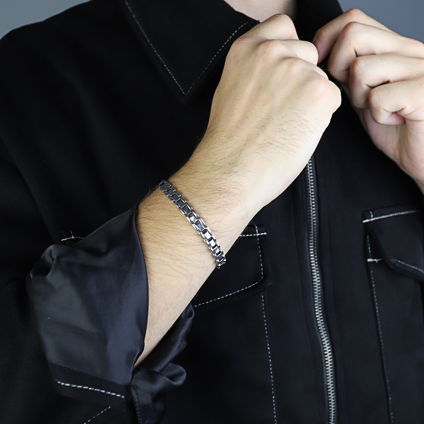 Men Handmade Solid Silver Elegant Chain Bracelet