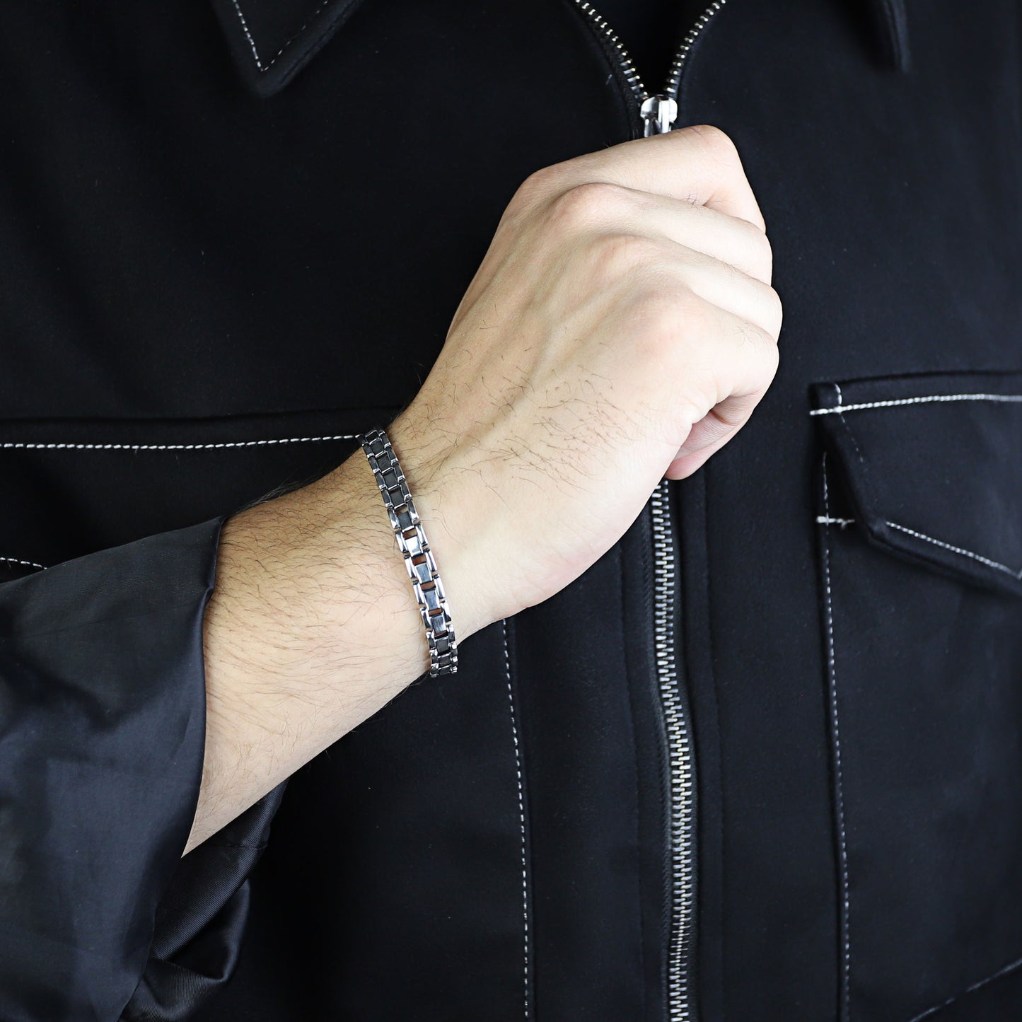 Men Handmade Solid Silver Elegant Chain Bracelet