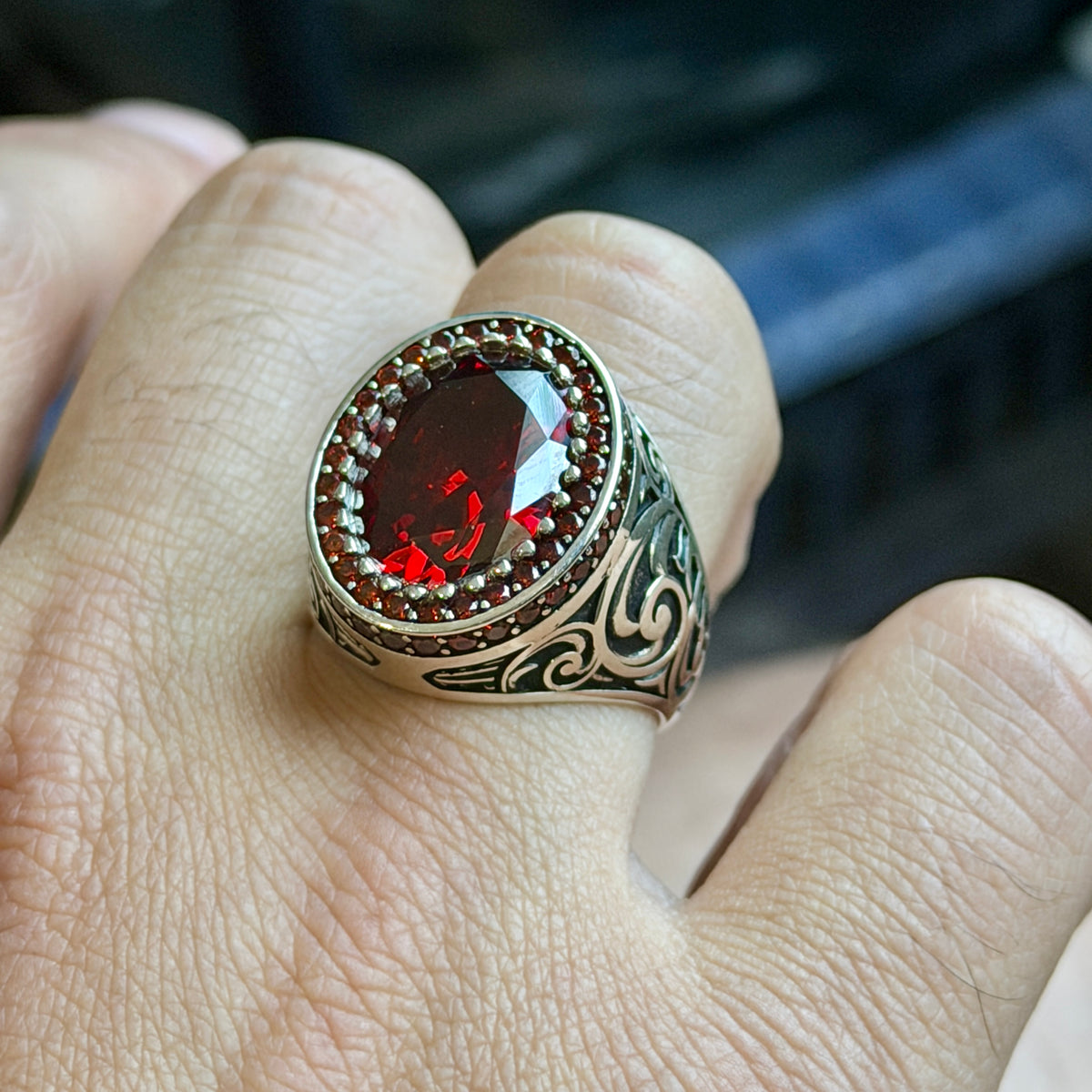 925 Silver Minimal Ruby Stone Ring, Oval Red Gemstone Men Ring, Garnet Gemstone Ring, Mens Turkish Handmade Ring, Men Handmade Gift Ring