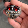 Anillo de plata 925 estilo otomano con piedras preciosas rojas grandes para hombre