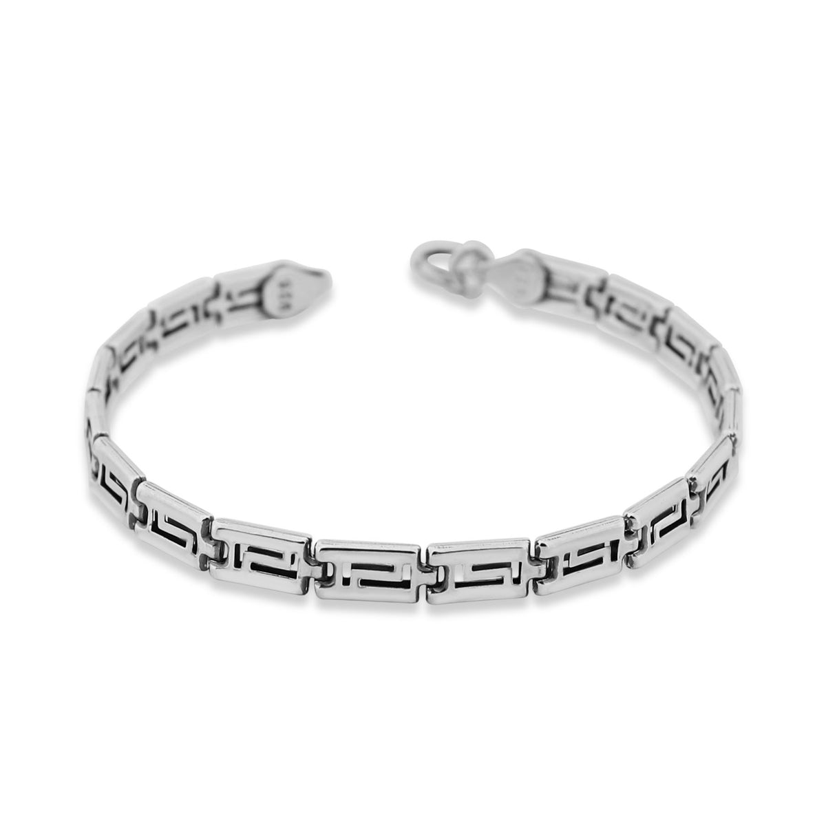 Pulsera con llavero griego de plata maciza