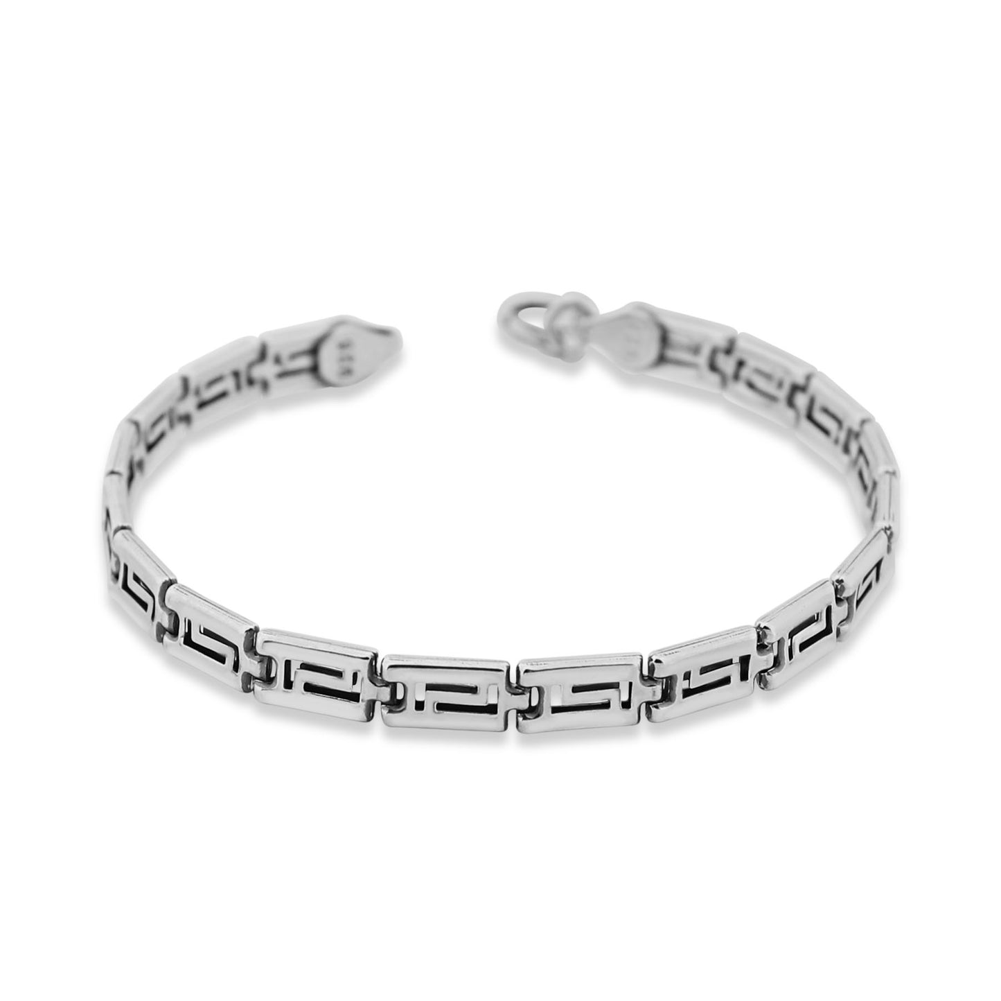 Solid Silver Greek Key Chain Bracelet