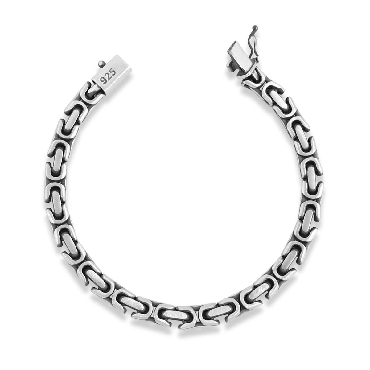 925 Sterling Silver Byzantine Heavy Chain Elegant Men Bracelet