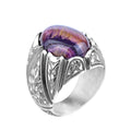 Men Handmade Purple Tiger Eye Gemstone Ottoman Style Engraved Ring