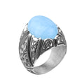925 Men Handmade Silver Natural Aquamarine Gemstone Ring