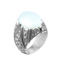 925 Sterling Silver Engraved Mother Of Pearl Gemstone Vintage Ring